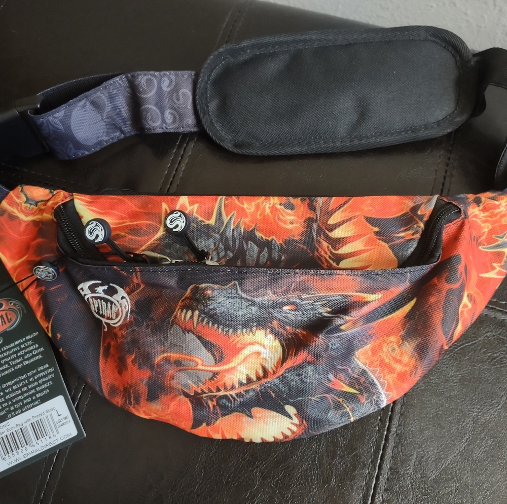 Spiral DRACONIS Dragon Fire Waist Pack - Unisex Crossbody Hip Bag with Printed S